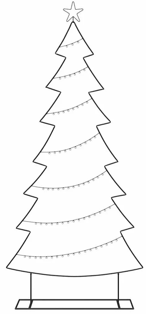 vidaXL Μεταλλικό χριστουγεννιάτικο δέντρο με βάση Μαύρο 210 cm Ατσάλι