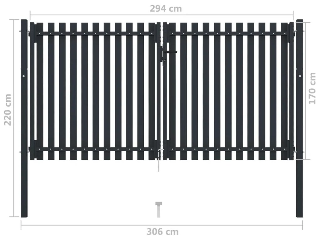 vidaXL Πόρτα με Διπλή Πόρτα και Φράχτη Ανθρακί 300x175 εκ. από Ατσάλι