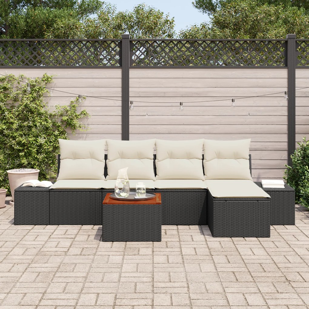 vidaXL Σετ Καναπέ Κήπου 6 pcs Μαύρος, λευκός