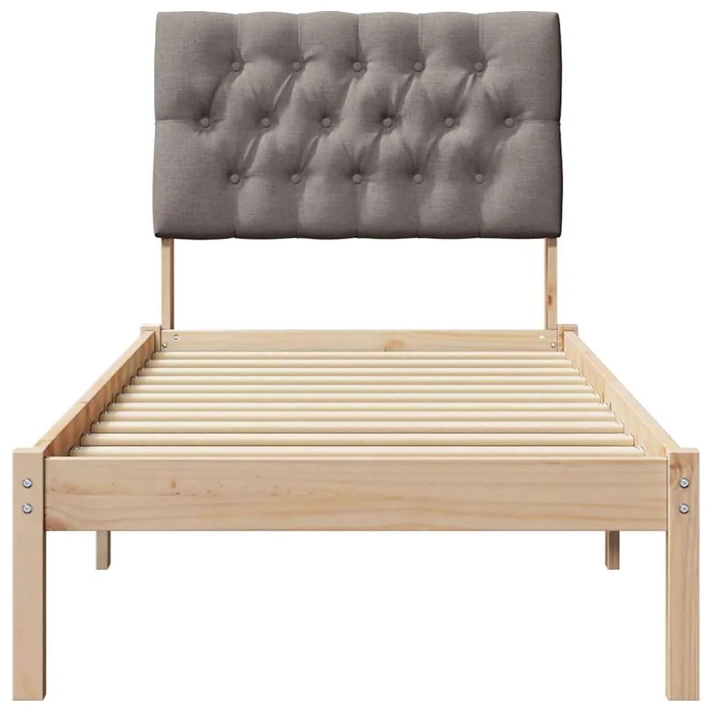 vidaXL Σκελετός Κρεβατιού με Επενδεδυμένο Κεφαλάρι Καφέ 75 x 190 cm