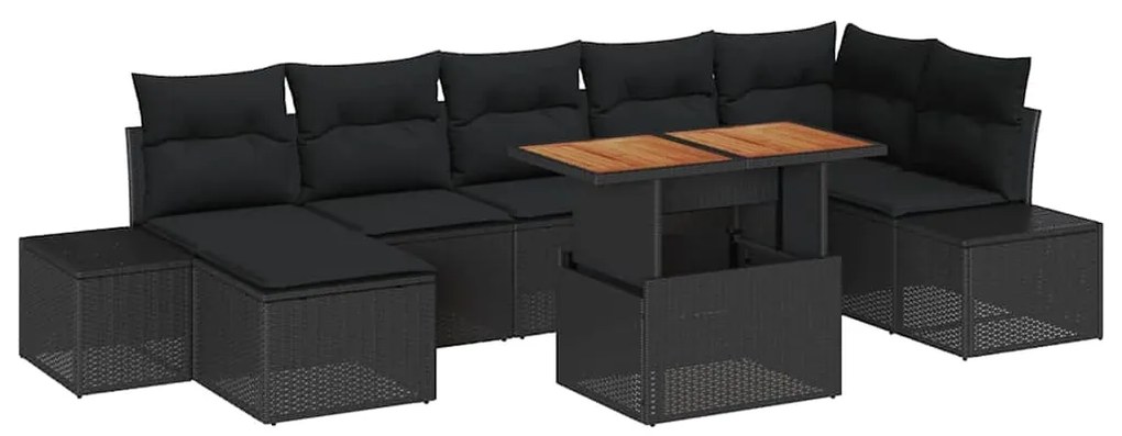 vidaXL Σετ Καναπέ Κήπου με μαξιλάρι 8 pcs Μαύρο, Καφέ
