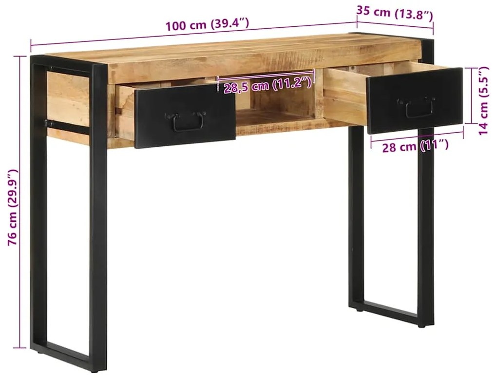 ΤΡΑΠΕΖΙ ΚΟΝΣΟΛΑΣ 100X35X75 CM ΣΤΕΡΕΟ ΑΚΑΤΕΡΓΑΣΤΟ ΞΥΛΟ MANGO 4015927