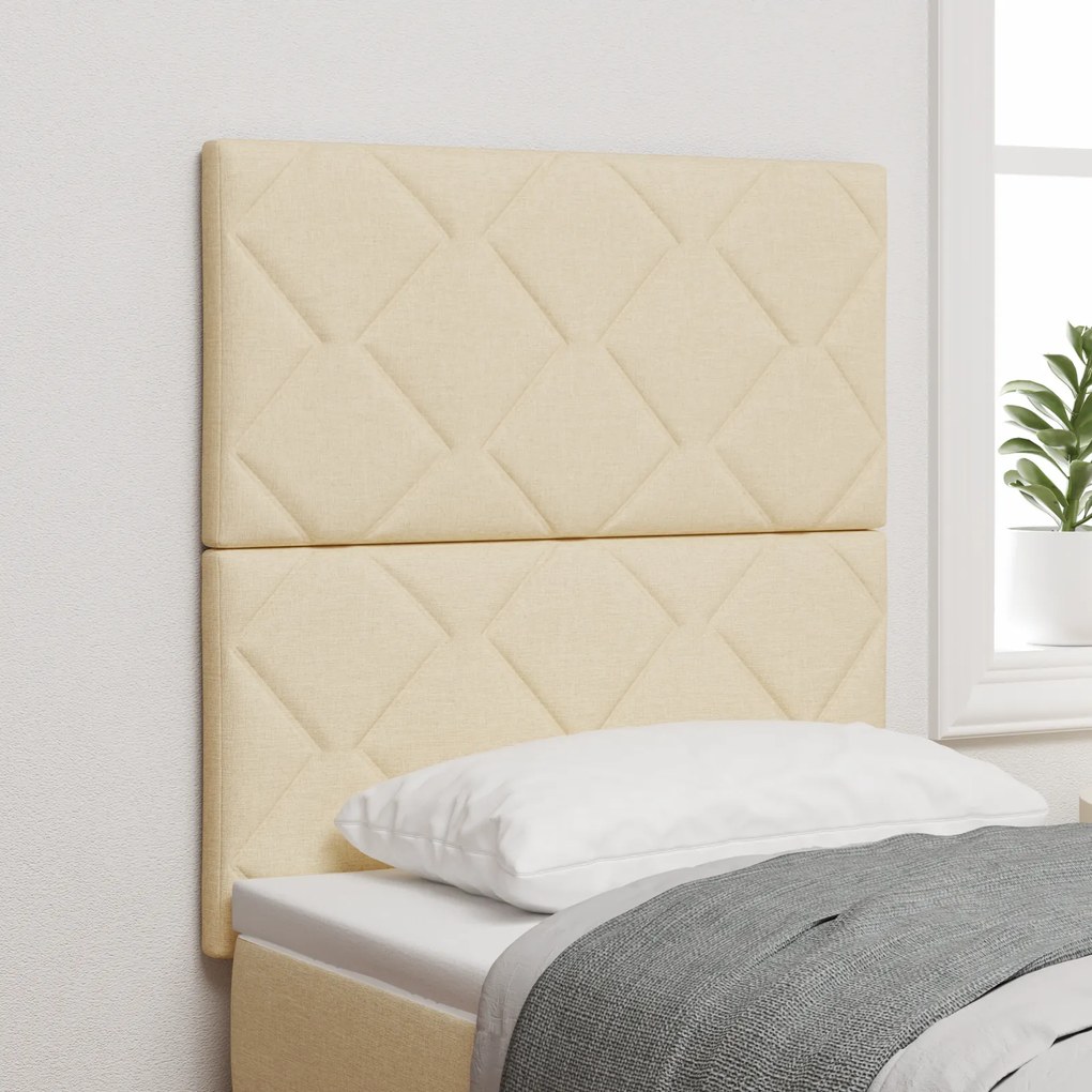 vidaXL LED Κεφαλάρι Διαμαντιών Κρεμ 80 εκ. Ύφασμα