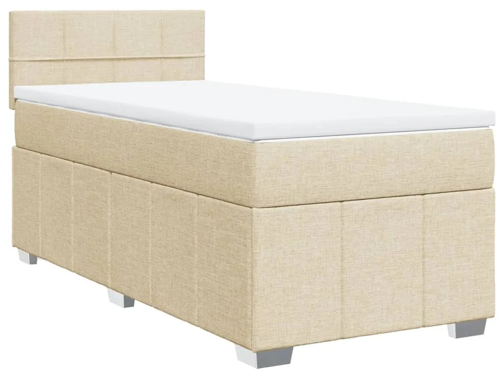 Κρεβάτι Boxspring με Στρώμα Κρεμ 100 x 200 εκ. Υφασμάτινο - Κρεμ