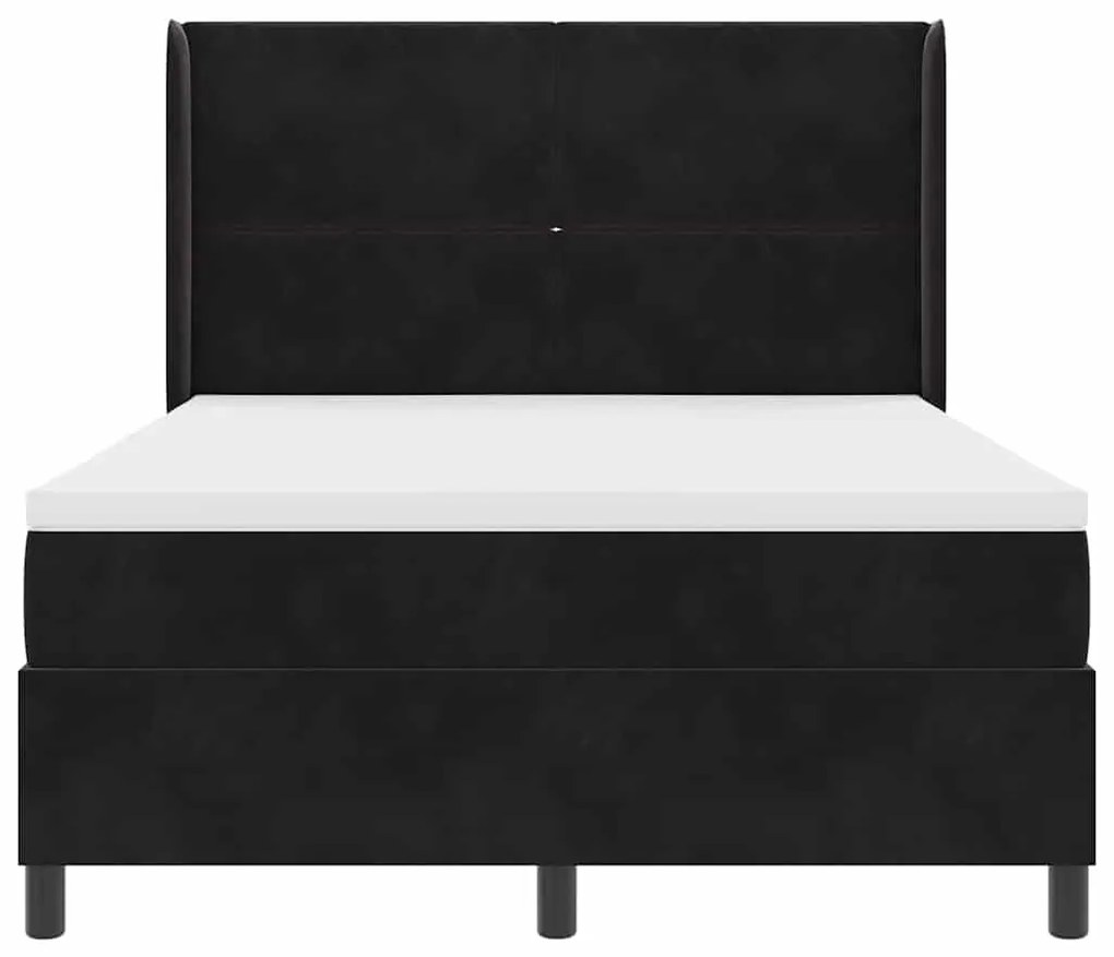 vidaXL Κρεβάτι με ελατήρια με κεφαλάρι Μαύρο 140 x 200 cm Βελούδο