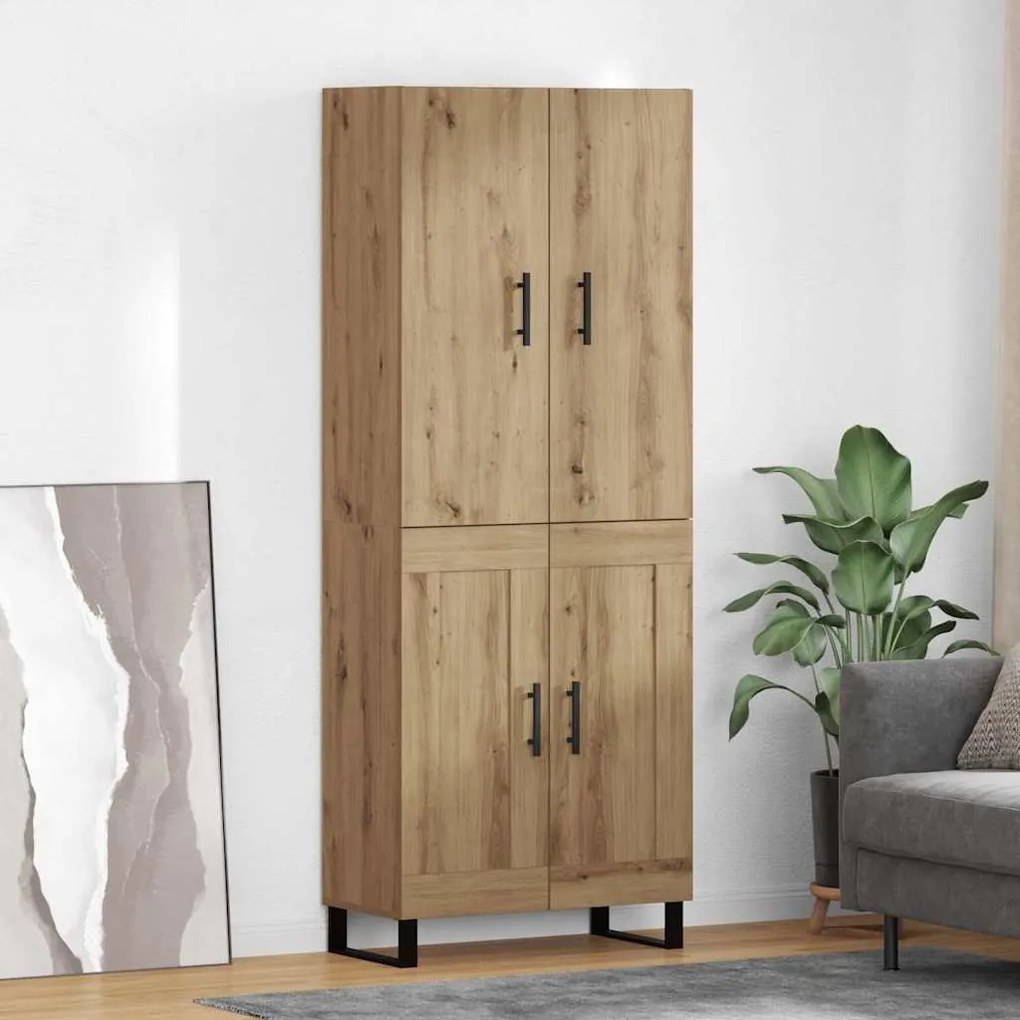 Highboard 2 pcs Artisan Oak Σύνθετο Ξύλο και Γυαλί