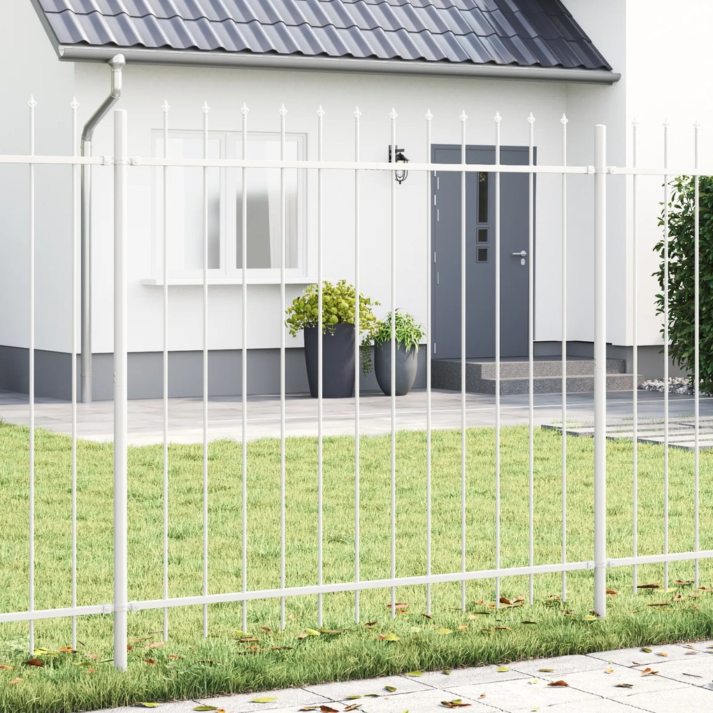 vidaXL Φράκτης Κήπου με Ακίδες - Λευκός, 15.3 x 1.5 m, Φτιαγμένος από Χάλυβα