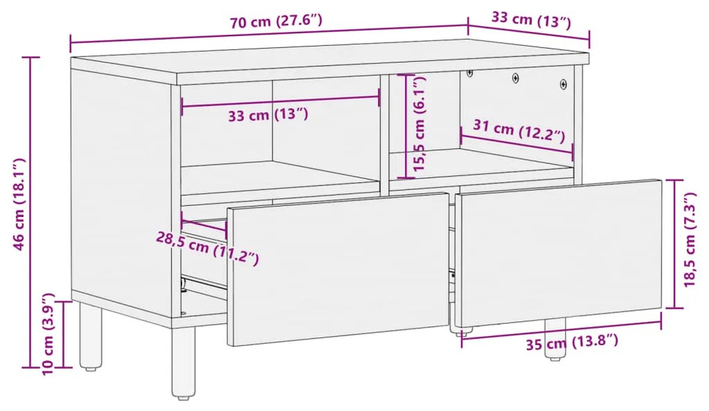 ΈΠΙΠΛΟ ΤΗΛΕΟΡΑΣΗΣ ΜΑΥΡΟ 70X33X46 ΕΚ. ΑΠΟ ΕΠΕΞΕΡΓ. ΞΥΛΟ 4017649