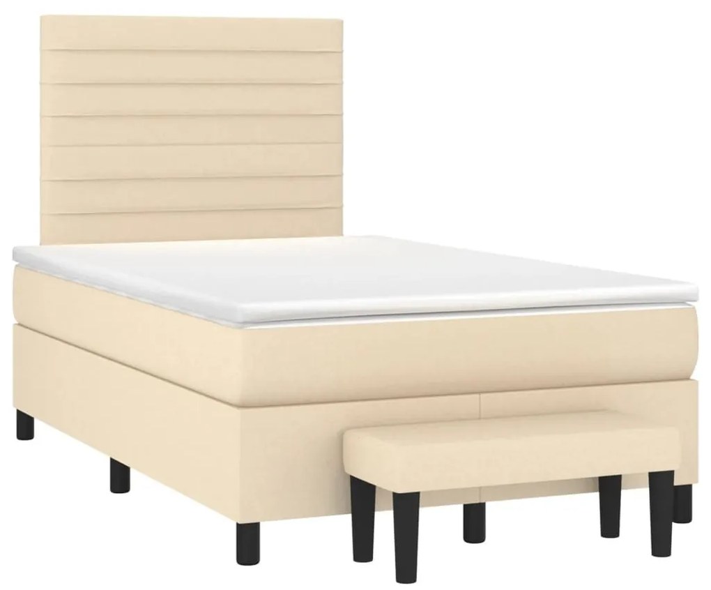 Κρεβάτι Boxspring με Στρώμα Κρεμ 120x190 εκ. Υφασμάτινο - Κρεμ