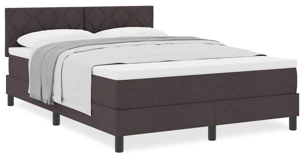 vidaXL Κρεβάτι box spring με στρώμα Σκούρο Καφέ 140 x 190 cm ύφασμα