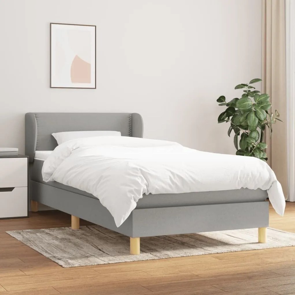 ΚΡΕΒΑΤΙ BOXSPRING ΜΕ ΣΤΡΩΜΑ ΑΝΟΙΧΤΟ ΓΚΡΙ 90X200 ΕΚ. ΥΦΑΣΜΑΤΙΝΟ 3126693