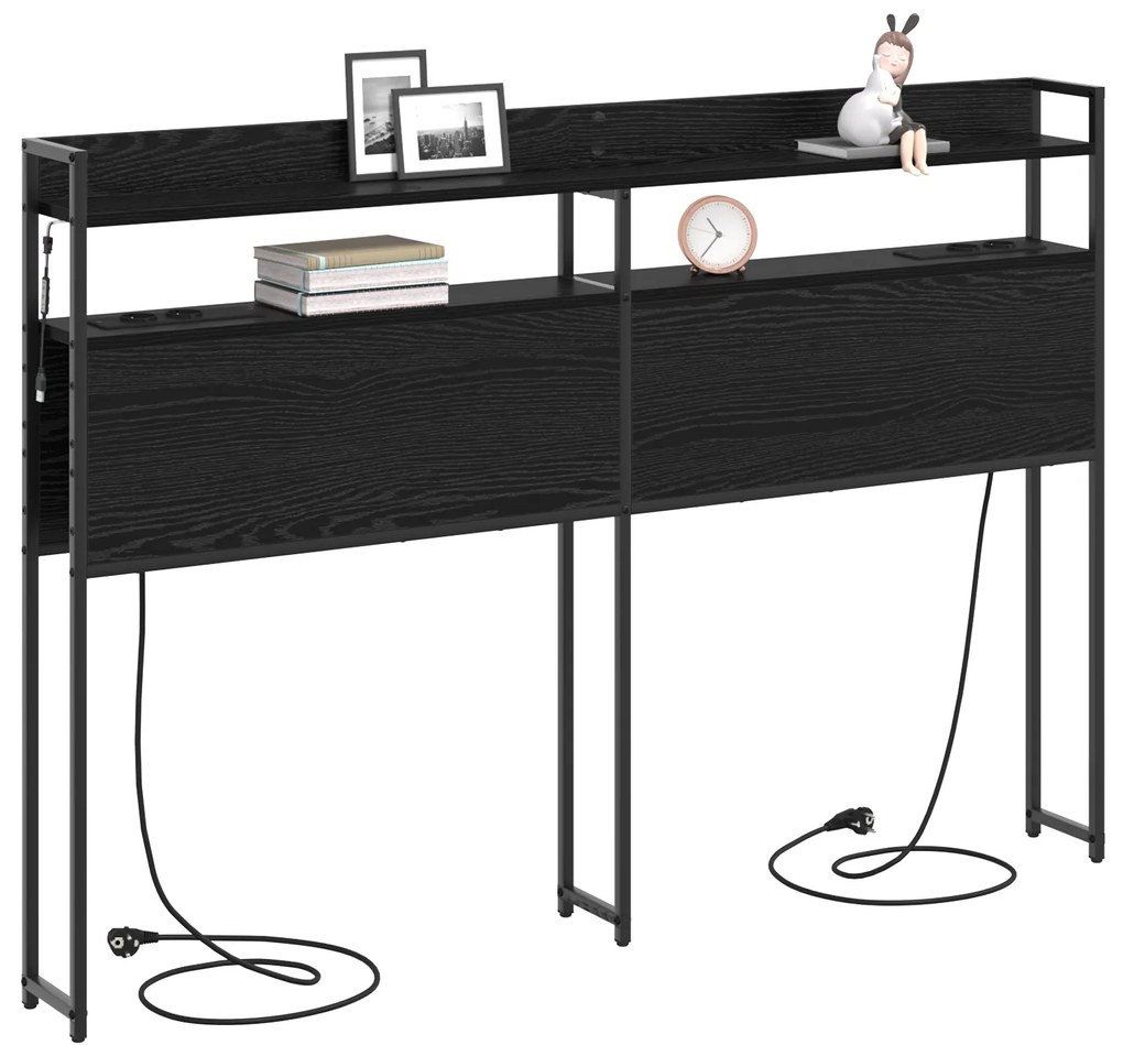 vidaXL Κεφαλάρι Αποθήκης με ράφι Μαύρη δρυς 135 cm Επεξεργασμένο ξύλο