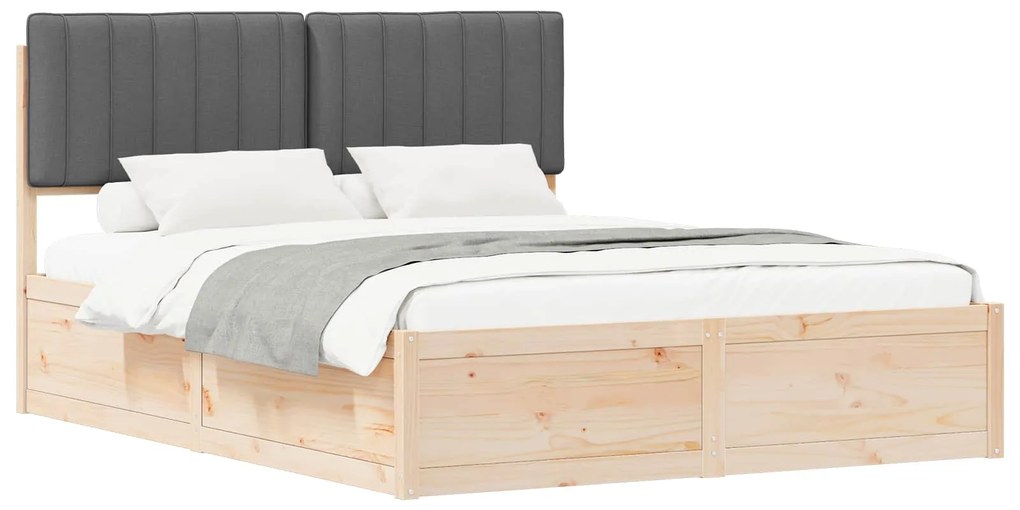 vidaXL Σκελετός Κρεβατιού με Επενδεδυμένο Κεφαλάρι Σκούρο Γκρι