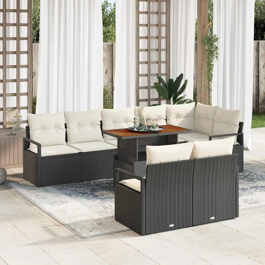 vidaXL Σετ Καναπέ Κήπου με αποθήκευση 9 pcs Μαύρο Πολυ ράταν