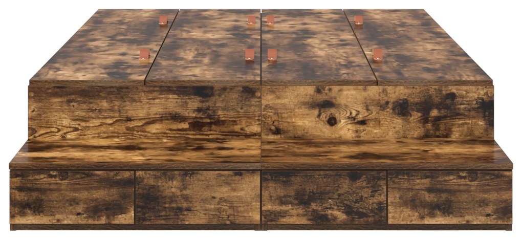 vidaXL κρεβάτι αποθήκευσης Καπνιστή Δρυς 120x190 εκ