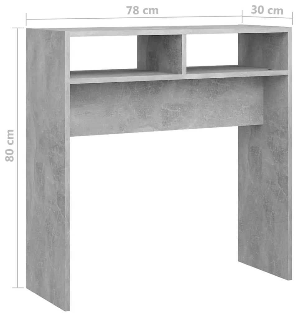 Τραπεζάκι Κονσόλα Γκρι Σκυροδέματος 78x30x80 εκ. Επεξ. Ξύλο 808300