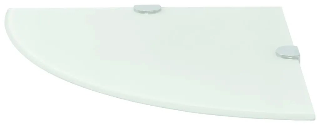 vidaXL Ράφια Γωνία 2 τεμ Λευκά 35x35 εκ Γυάλινα + Στηρίγματα Χρωμίου