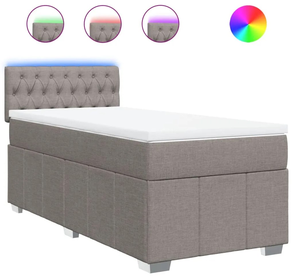 vidaXL Κρεβάτι Boxspring με Στρώμα Taupe 90x190 εκ.Υφασμάτινο