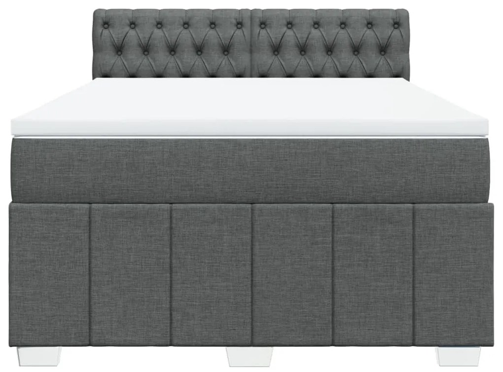 vidaXL Κρεβάτι Boxspring με Στρώμα Σκούρο Γκρι 140x190 εκ. Υφασμάτινο