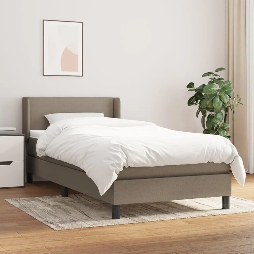 Κρεβάτι Boxspring με Στρώμα Taupe 80x200 εκ. Υφασμάτινο - Μπεζ-Γκρι