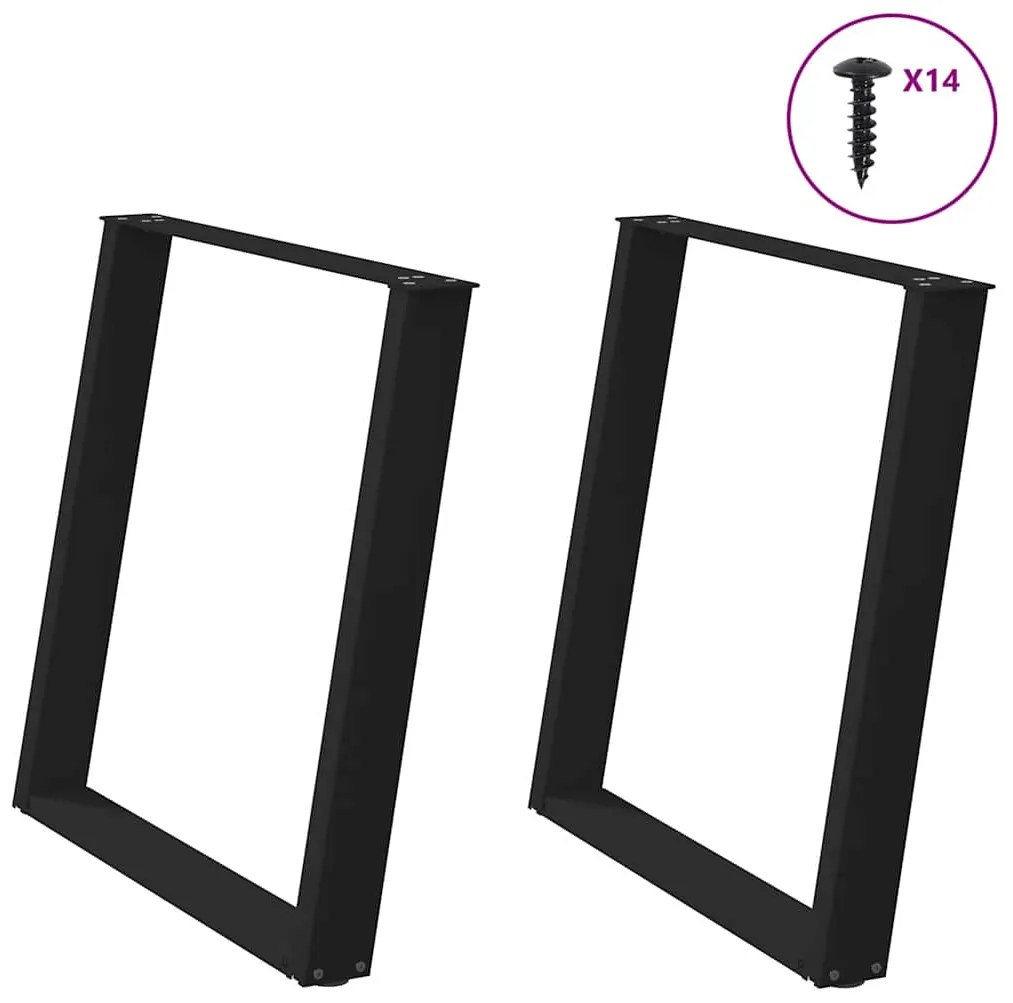 vidaXL Πόδια Τραπεζαρίας σε Σχήμα U 2 τεμ. Μαύρο 80x(72-73) εκ. Ατσάλι