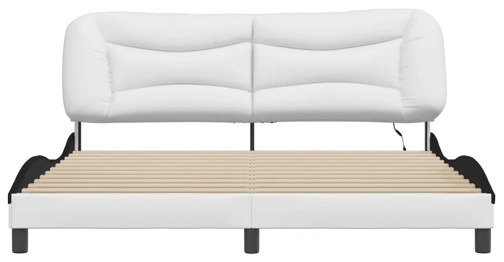 vidaXL Πλαίσιο Κρεβατιού με LED Λευκό/Μαύρο 180x200εκ. Συνθετικό Δέρμα