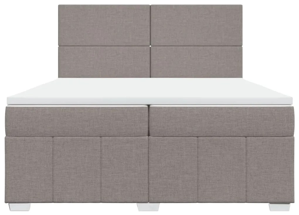 Κρεβάτι Boxspring με Στρώμα Taupe 200x200 εκ. Υφασμάτινο - Μπεζ-Γκρι