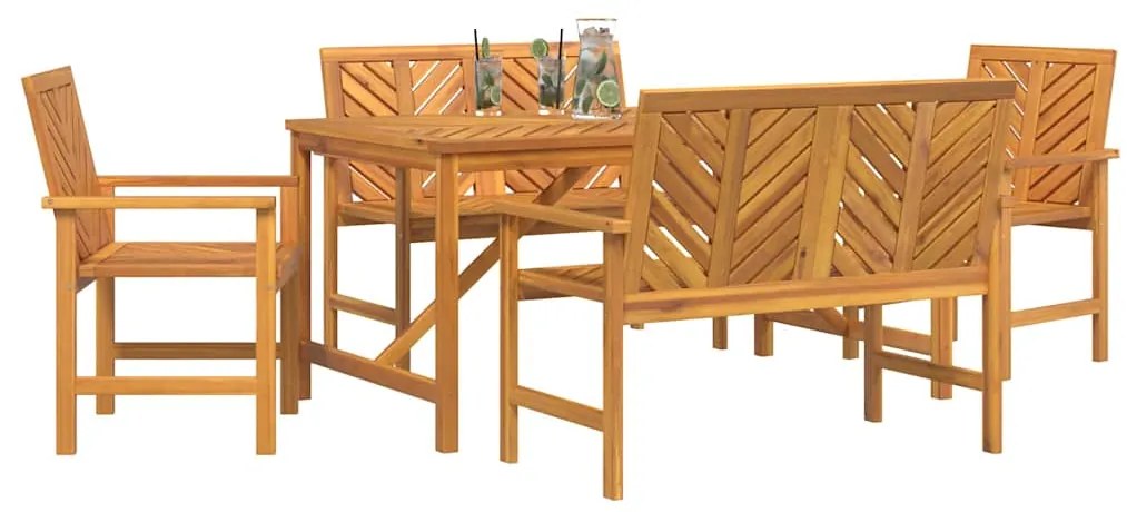 vidaXL Σέτ φαγητού για κήπο 5 pcs Καφέ Στερεό Ξύλο Ακακίας