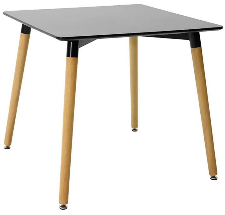 Τραπέζι Natali MDF μαύρο-πόδια φυσικό 80x80x76εκ Υλικό: MDF - BEECH WOOD - METAL 271-000010
