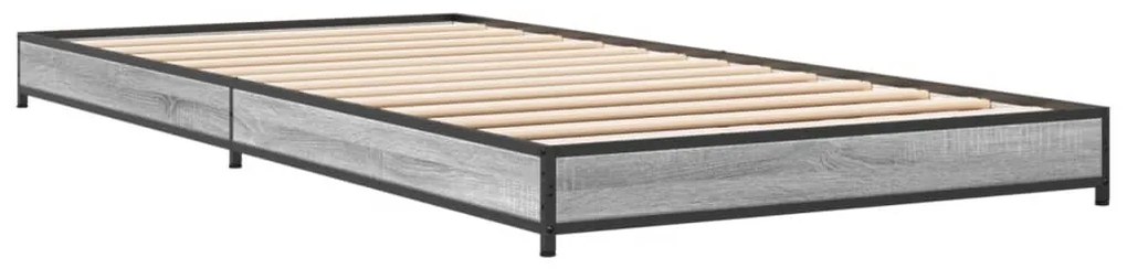 vidaXL Πλαίσιο Κρεβατιού Γκρι Sonoma 90x200 εκ. Επεξ. Ξύλο & Μέταλλο