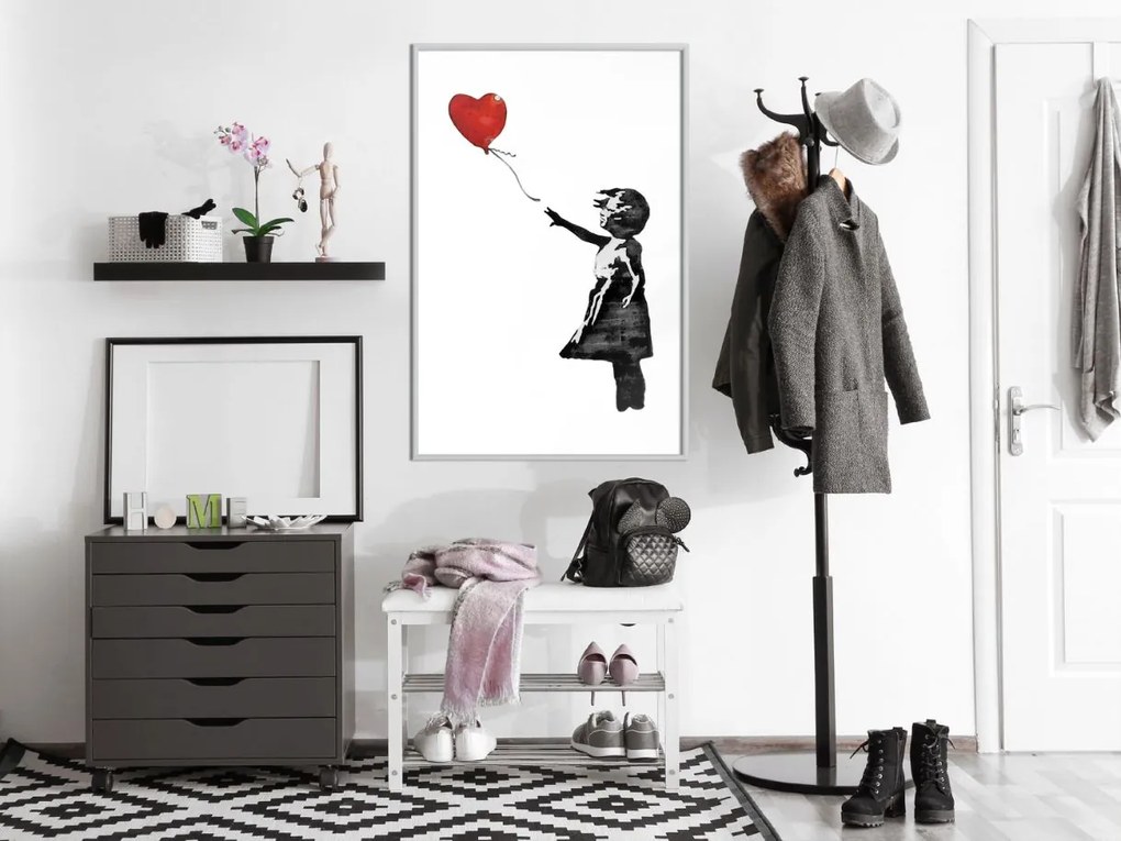 Αφίσα - Banksy: Girl with Balloon II - 20x30 - Χρυσό - Με πασπαρτού