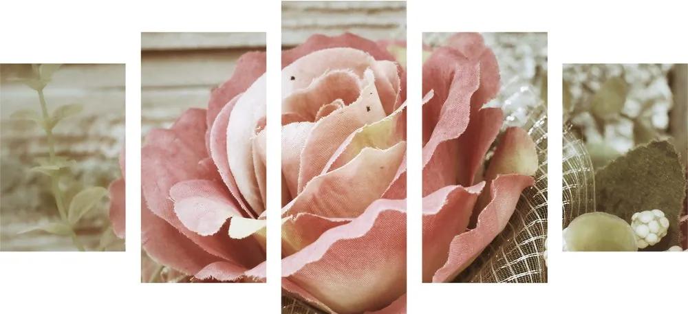 Εικόνα 5 μερών κομψό vintage τριαντάφυλλο - 200x100