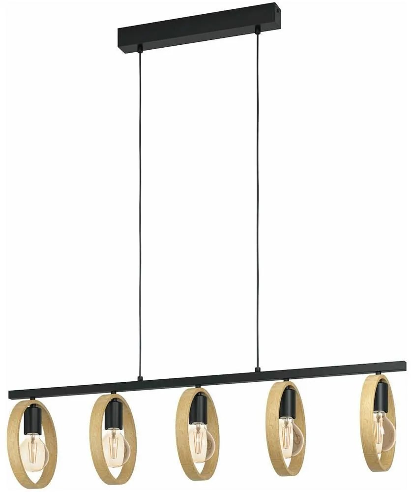 Φωτιστικό Οροφής - Ράγα 43552 Ipsden 5/E27 Black-Beige Eglo Metal,Wood