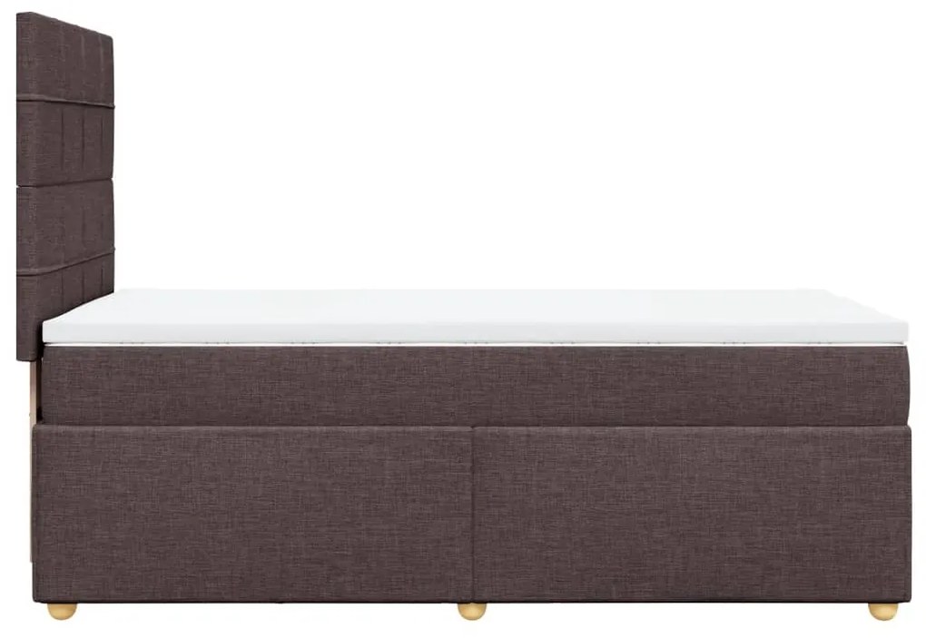 Κρεβάτι Boxspring με Στρώμα Σκούρο Καφέ 100x200 εκ. Υφασμάτινο - Καφέ