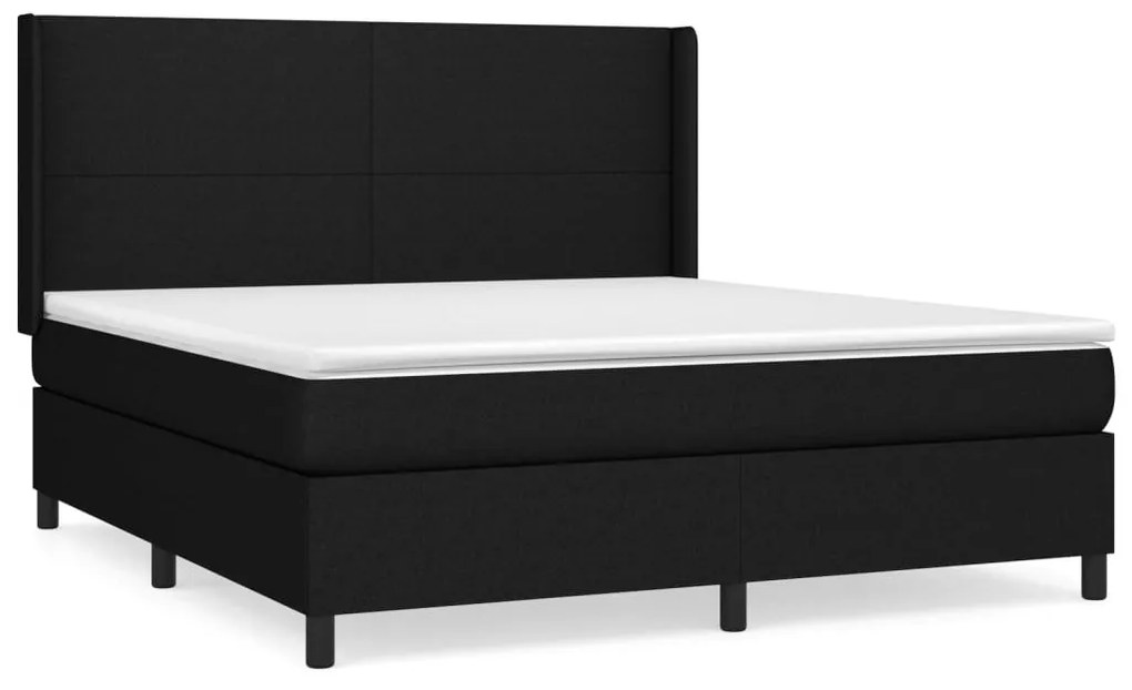 Κρεβάτι Boxspring με Στρώμα Μαύρο 160x200 εκ. Υφασμάτινο - Μαύρο