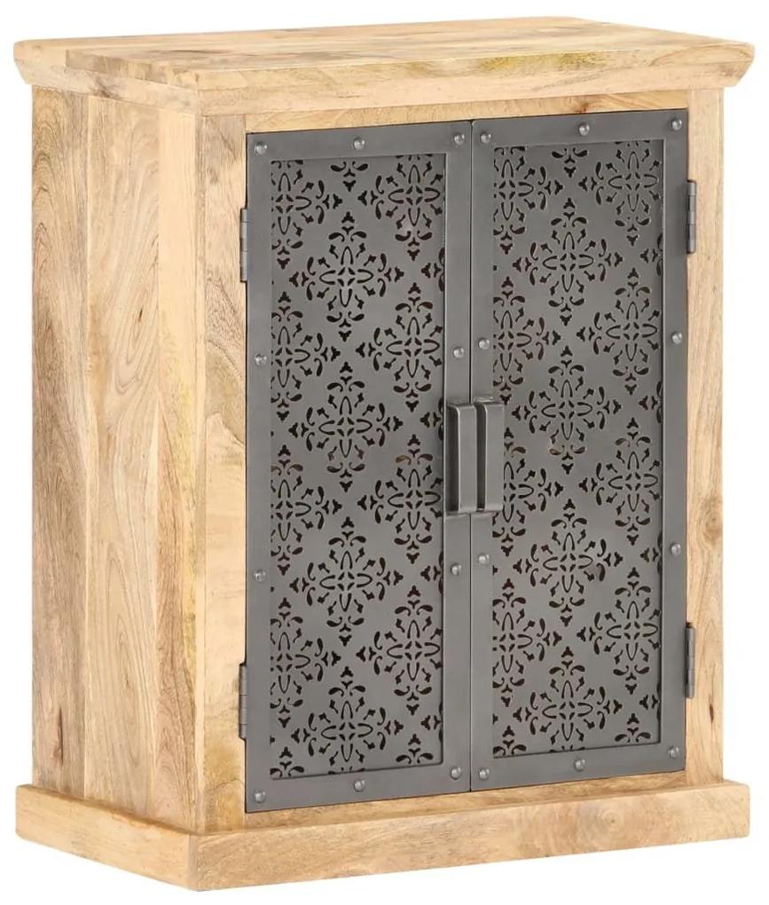 Ντουλάπι 60x35x75 εκ. από Μασίφ Ξύλο Μάνγκο με Ατσάλινες Πόρτες - Μαύρο