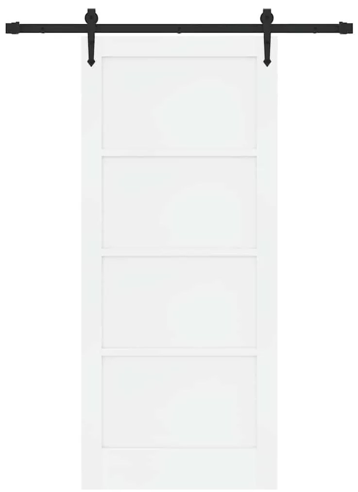 vidaXL Συρόμενη Πόρτα Λευκό 86 x 198.5 cm Μασίφ ξύλο πεύκου