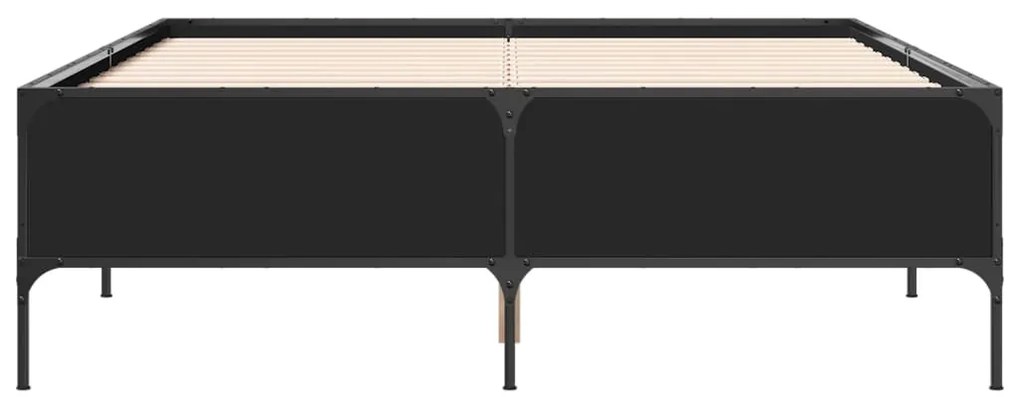 vidaXL Πλαίσιο Κρεβατιού Μαύρο 140 x 190 εκ. Επεξ. Ξύλο & Μέταλλο