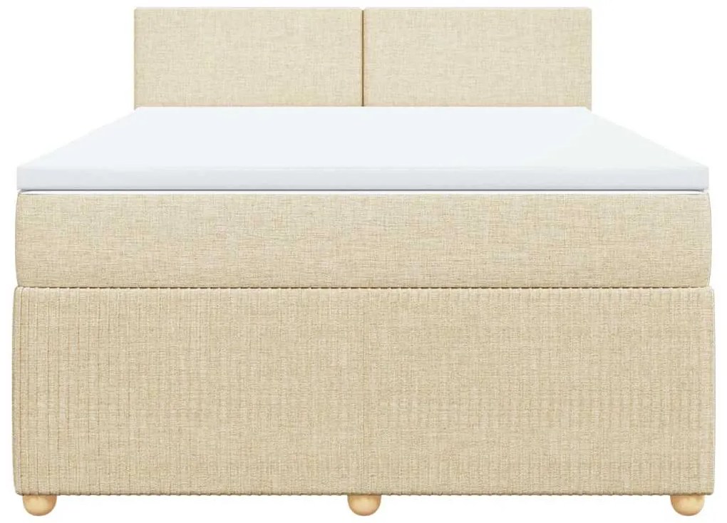vidaXL Κρεβάτι Boxspring με Στρώμα Κρεμ 140x190 εκ. Υφασμάτινο