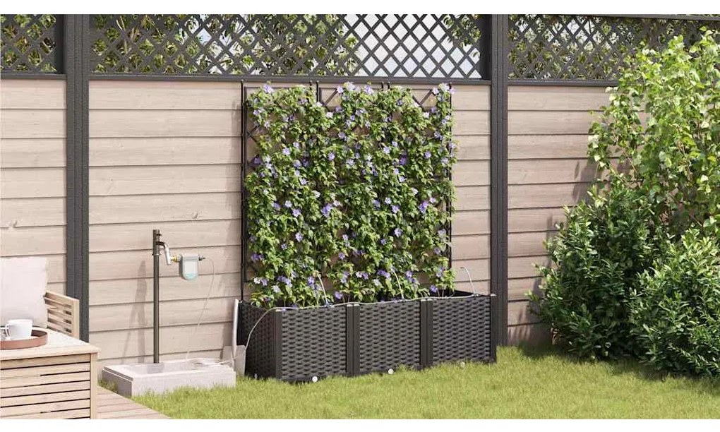 vidaXL Ζαρντινιέρες κήπου Μαύρο 120 x 40 x 142 cm Ατσάλι