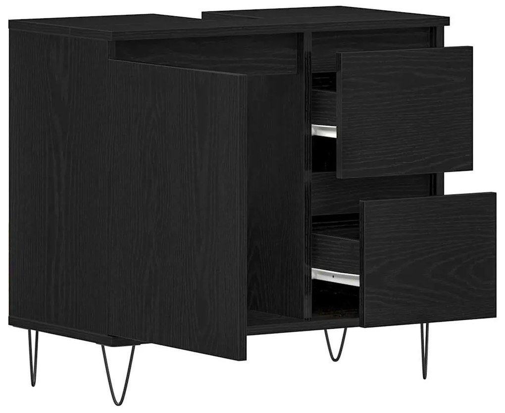 vidaXL Ντουλάπι Νιπτήρα Μαύρη Οξυά 65 x 33 x 60 εκ Επεξεργασμένο ξύλο