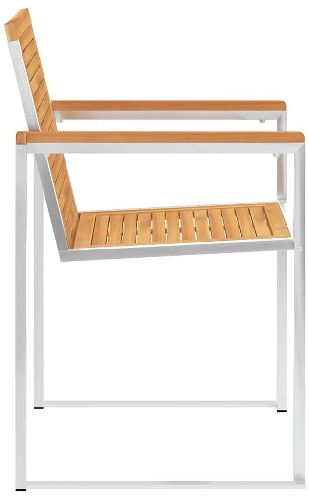 vidaXL Καρέκλες Κήπου 2 τεμ. από Μασίφ Ξύλο Teak/Ατσάλι με Μαξιλάρια
