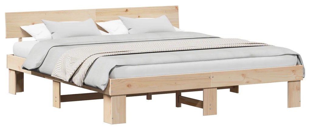 vidaXL Σκελετός Κρεβατιού Καφέ 180 x 200 cm Συμπαγές ξύλο πεύκου