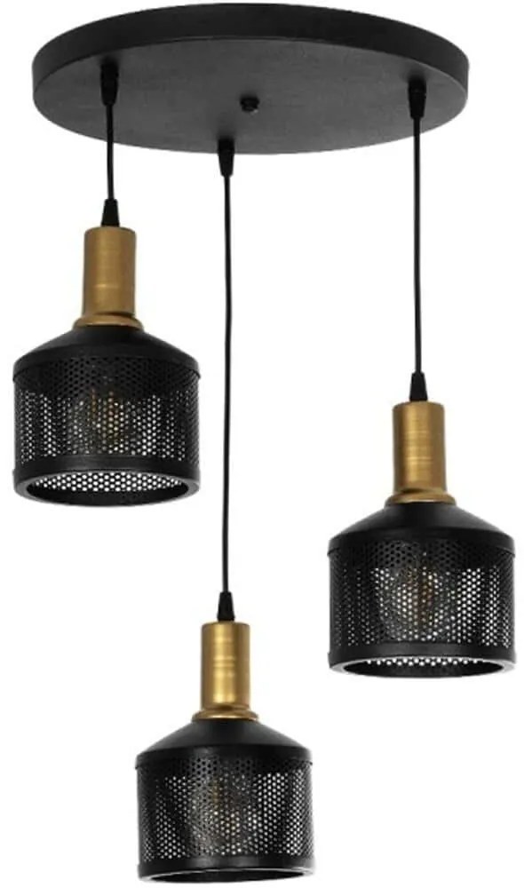 Φωτιστικό Οροφής Radiant 201-0097 38x38x50cm 3xE27 Black-Gold GloboStar
