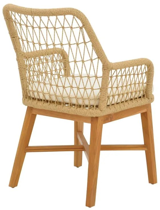 Τραπεζαρία 7τεμ Elaiza-Wooly teak ξύλο σε φυσική-μπεζ απόχρωση 220x90x75εκ 220x90x75 εκ.