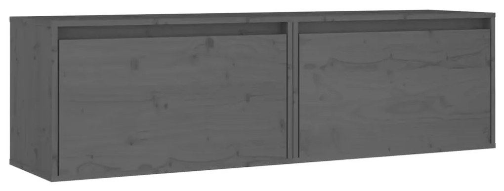 vidaXL Ντουλάπια Τοίχου 2 τεμ. Γκρι 60x30x35 εκ. από Μασίφ Ξύλο Πεύκου