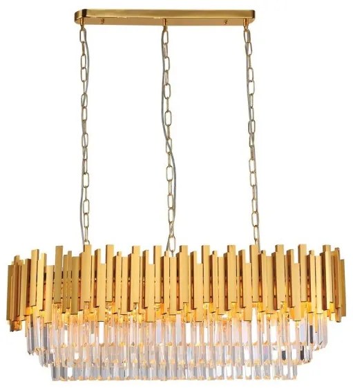 Κρεμαστό Φωτιστικό Οροφής Αλουμίνιο Κρύσταλλο 12XE14 Χρυσό 6069-12 Inlight-6069-12-Χρυσό 6069-12