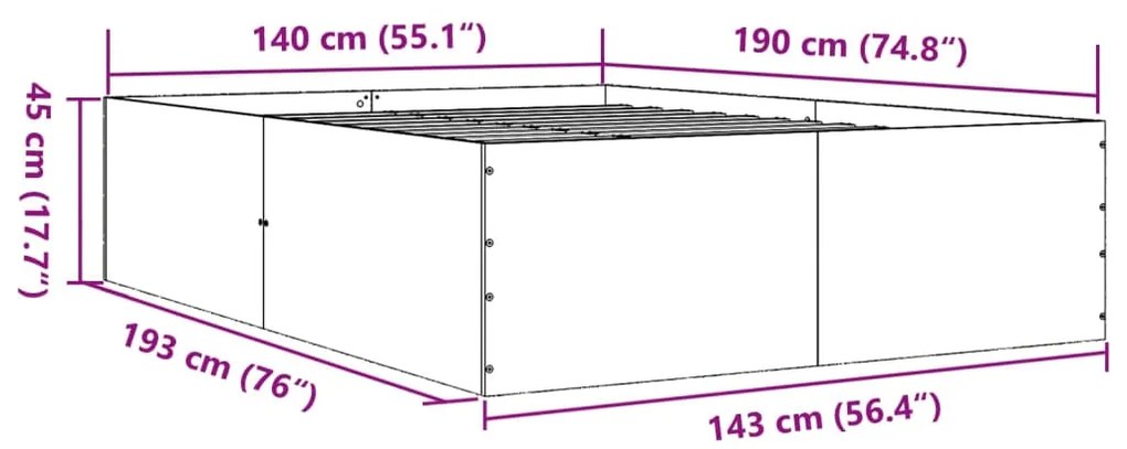 ΠΛΑΙΣΙΟ ΚΡΕΒΑΤΙΟΥ ΚΑΦΕ ΔΡΥΣ 140X190 ΕΚ. ΕΠΕΞΕΡΓΑΣΜΕΝΟ ΞΥΛΟ 3280943