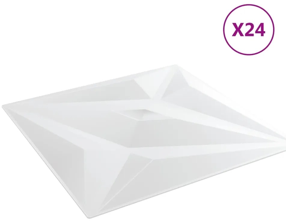 vidaXL Πάνελ Τοίχου 24 Τεμ. Σχέδιο Αστέρι Λευκά 50x50 εκ. 6 μ² από XPS