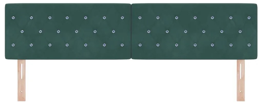 vidaXL Κεφαλάρι LED με φώτα λωρίδας LED Σκούρο πράσινο 90 cm Βελούδο